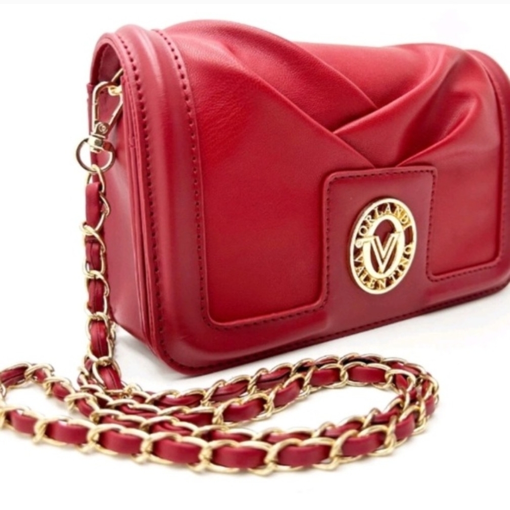 🔥🔥Valentino Orlandi Red Crossbody Bag with Gold Chain